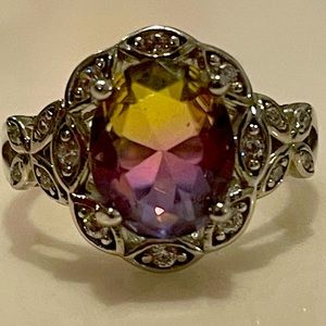All Around Boutique AAB Yellow Pink Purple Tricolor Tourmaline Sz6 NWOT